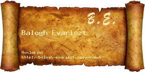 Balogh Evariszt névjegykártya